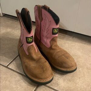 John Deere girls youth  4m Pink Brown Western cowboy Boots